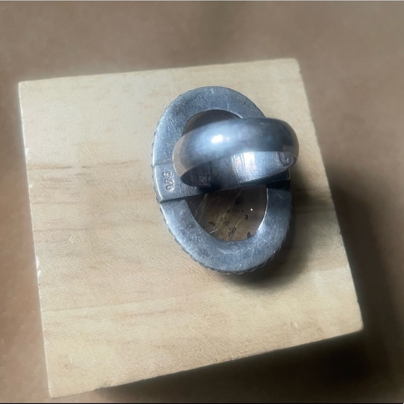 Vintage stone quartz crystal 925 marked sterling silver ring clear statement - Picture 6 of 7